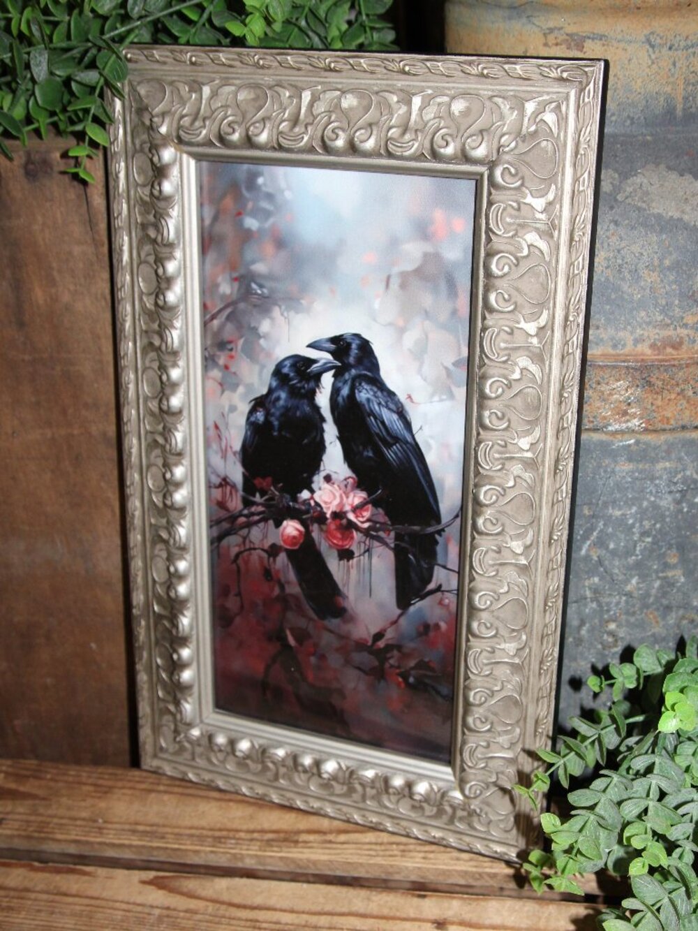 Dark Moody French Gothic Victorian Ravens on Branch Wall Decor Picture